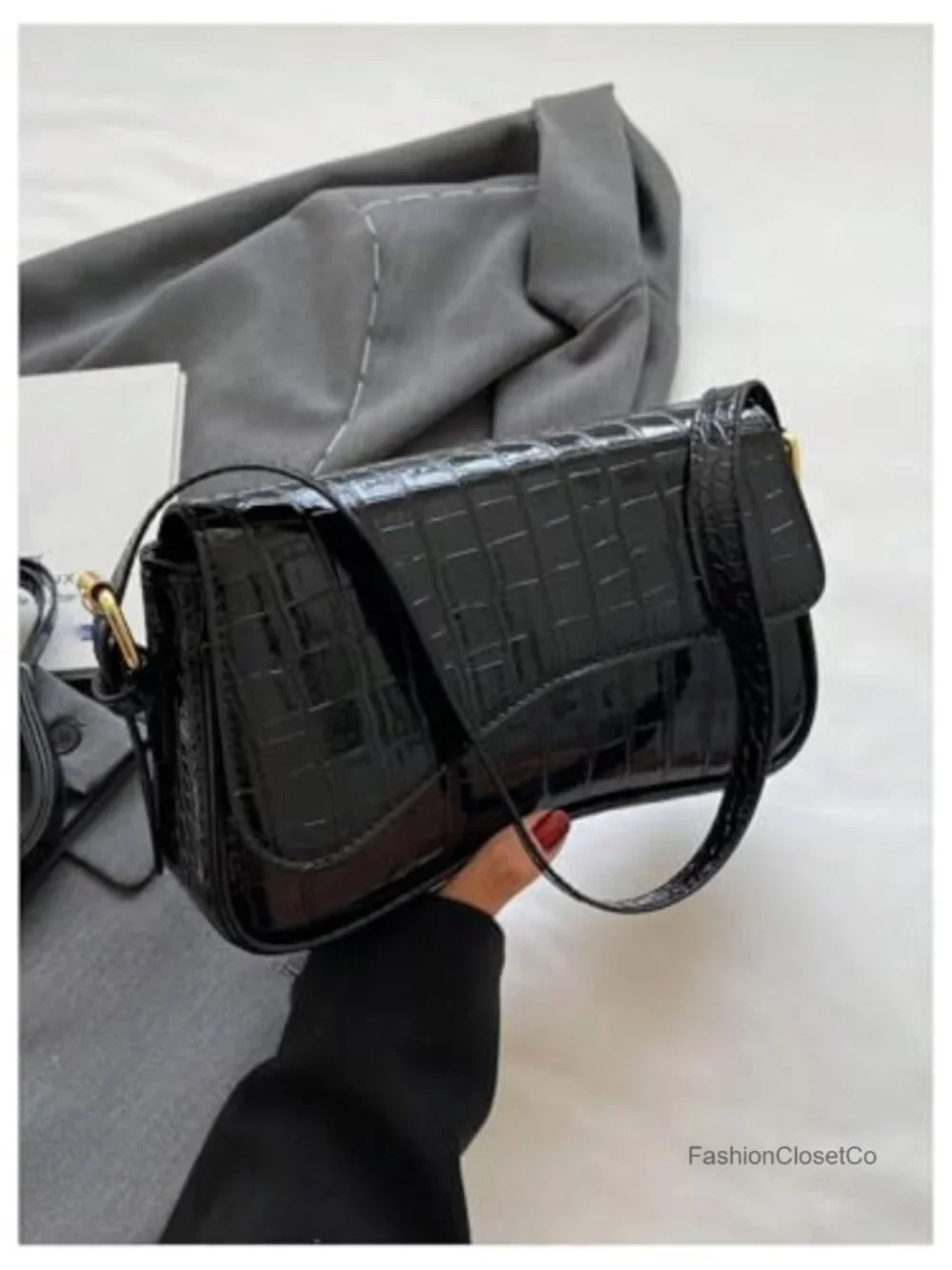 Faux Leather Hobo Crossbody Shoulder Bag Clutch Handbag Y2K Saddle Flap